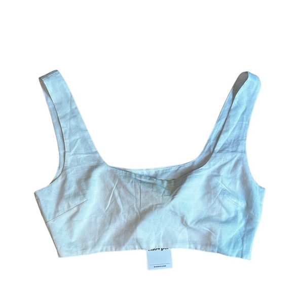 Showpo Gibson White Crop Top Size 10 Square Neck Linen Summer NWT - Picture 4 of 11